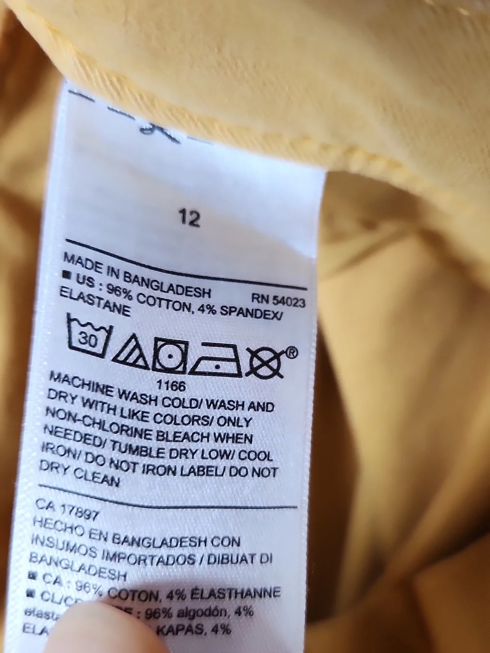 Old Navy Pixie Chinos Yellow - 12 - Picture 3 of 7